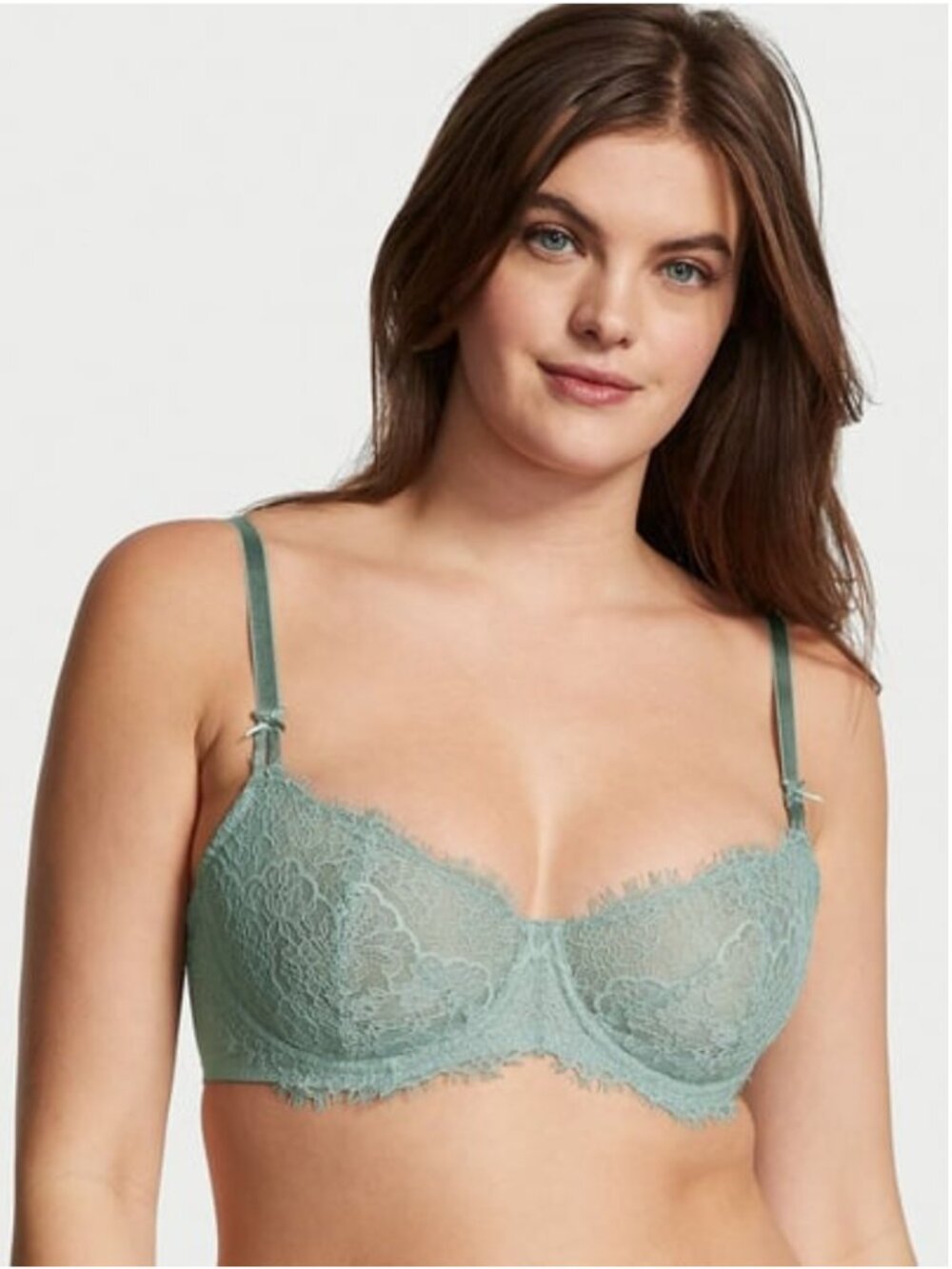 Victoria's Secret Blue Teal Lace Underwire No Padding Bra Size 34D NWOT